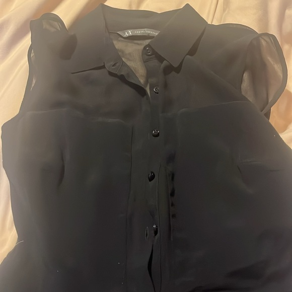 A/x Armani exchange black sheer top sleeveless mini dress - Picture 3 of 4